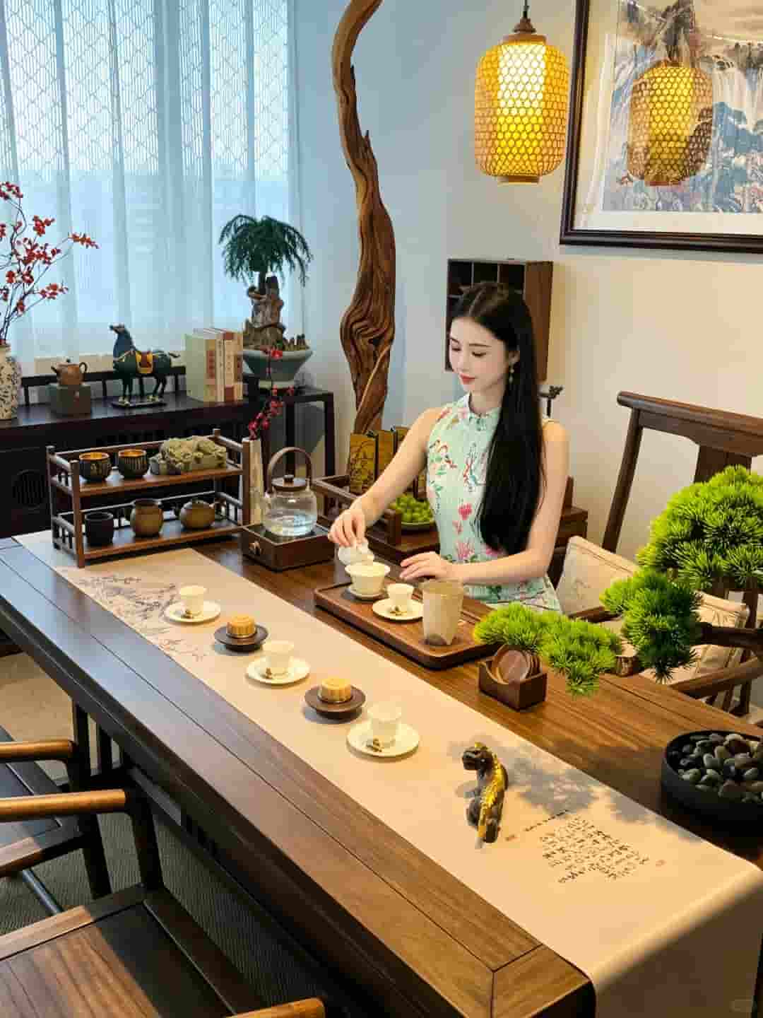 卫青她弹古琴给茶听